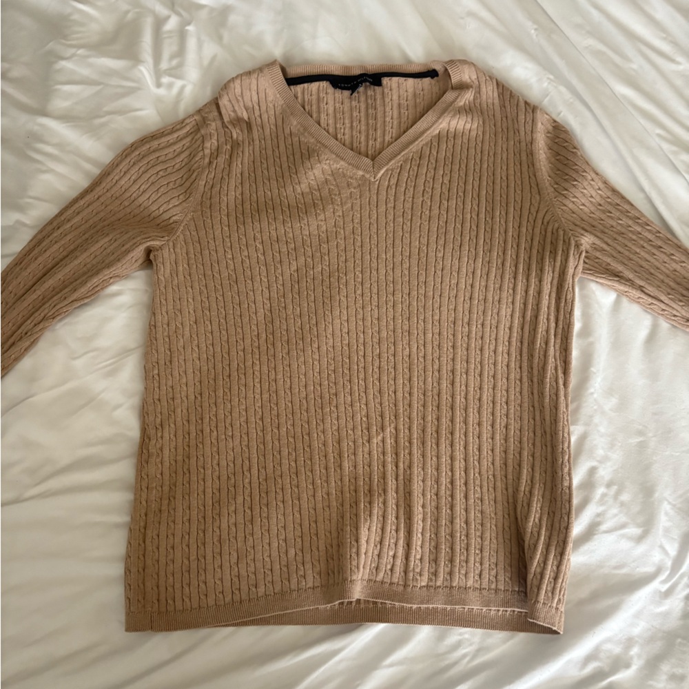 Tommy Hilfiger Women's V-Neck Sweater - Beige
